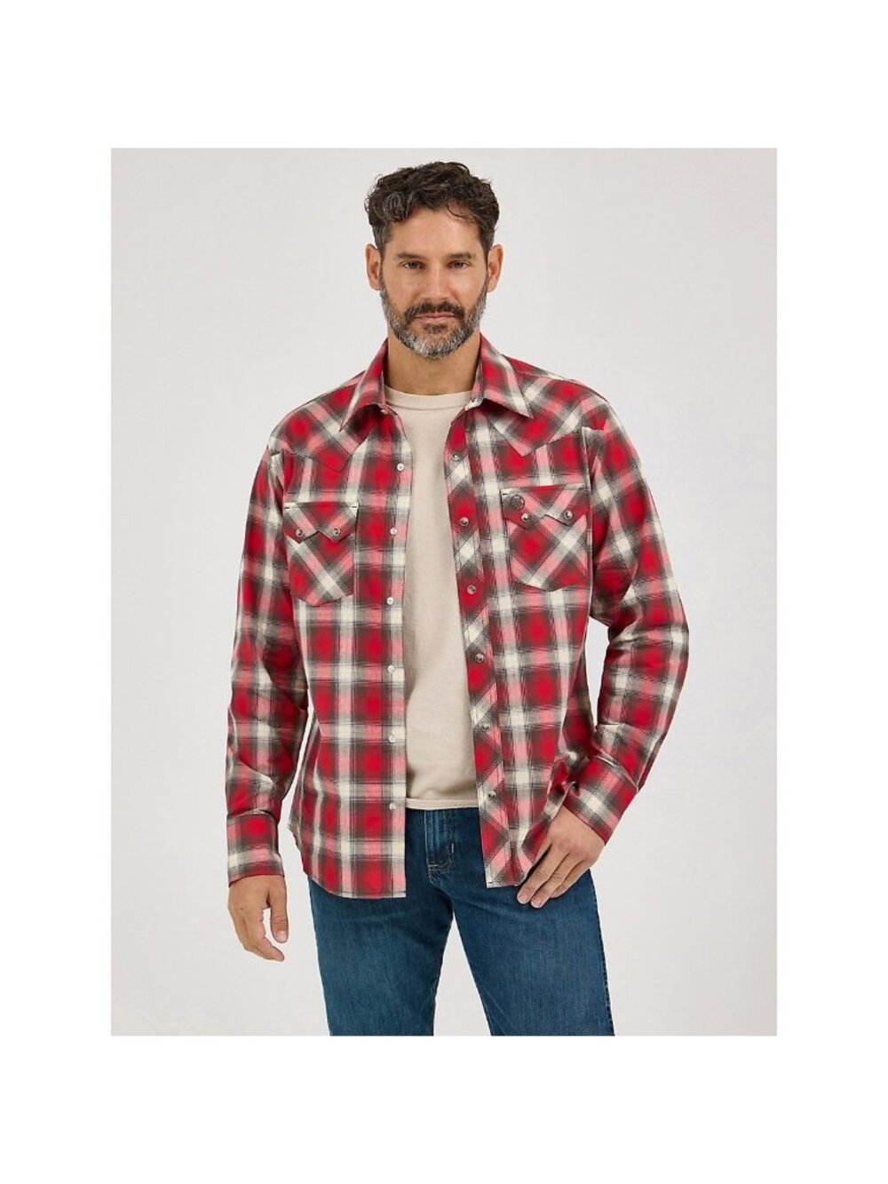 Wrangler Retro Men's Long Sleeve Plaid Snap Shirt Red/Brown 112369521